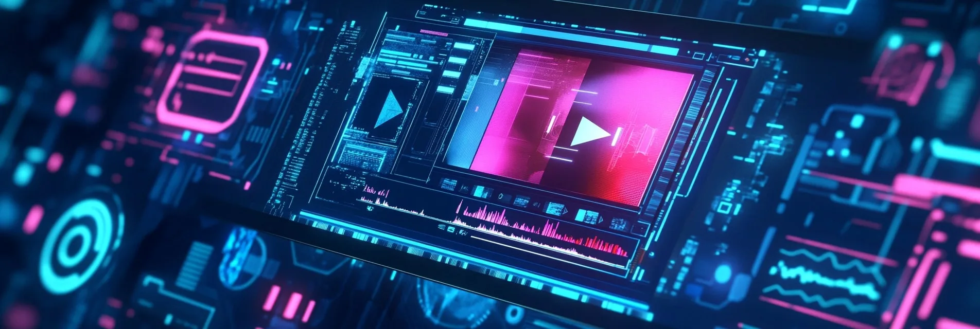 bannière illustrant sendshort édition de vidéo futuriste