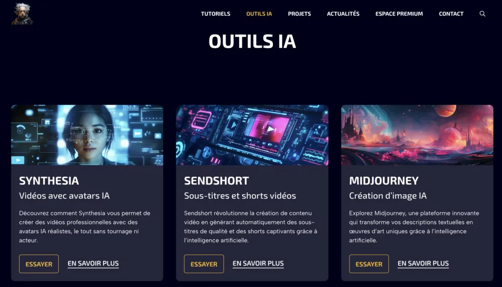 Page Outils IA genie-artificiel.com